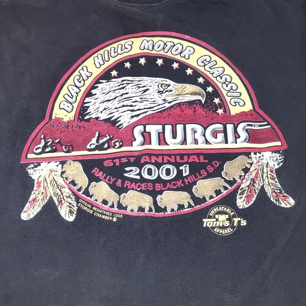 Vintage T-shirt Large Black Hills Motor Classic Rally Sturgis 2001 61st Annual